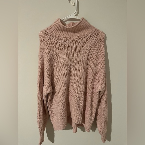 American Eagle Outfitters Sweaters - American Eagle Cozy Light Pink Turtleneck Sweater Women’s Medium